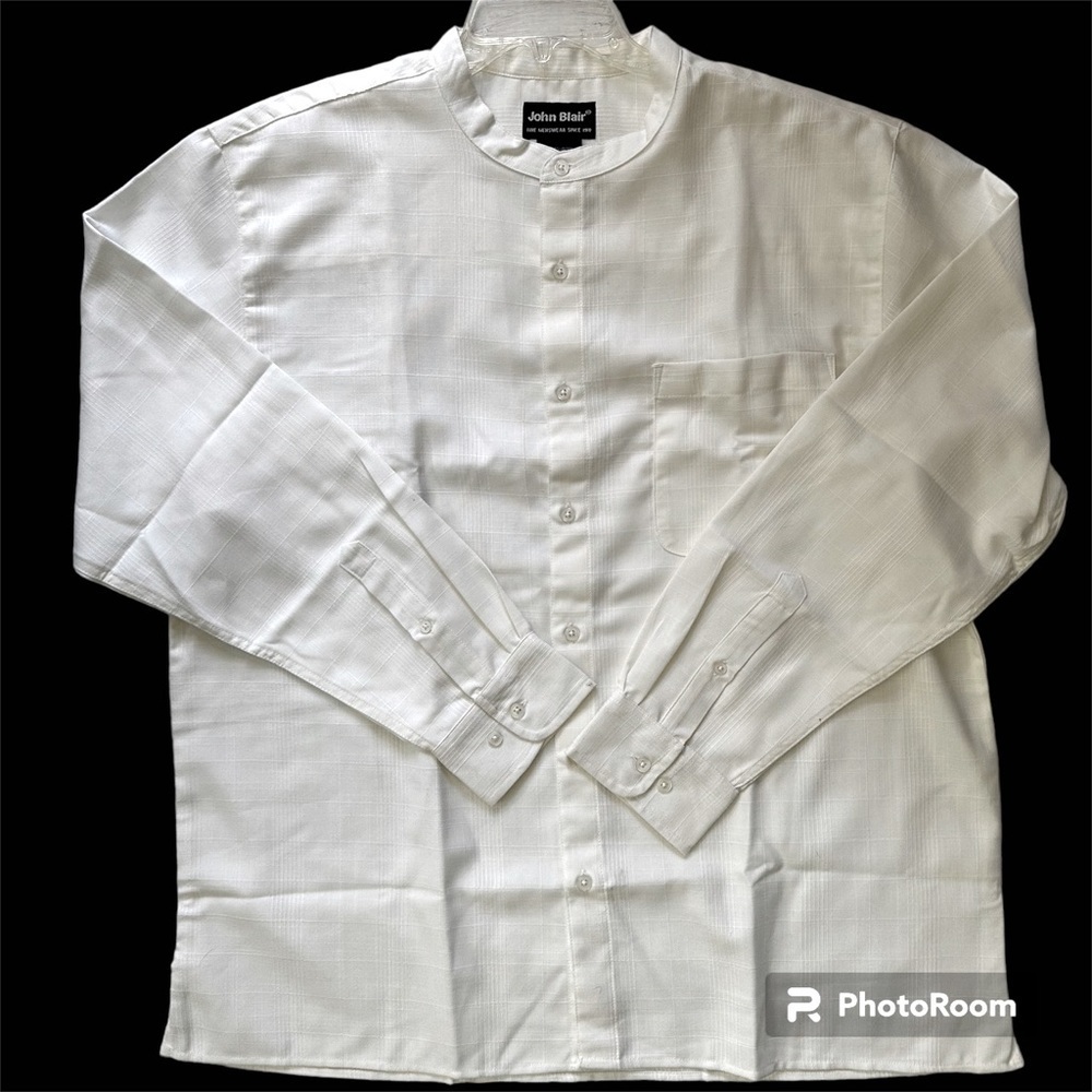 Nwot John Blair Fine Menswear Long Sleeve Button Down White Shirt Size Large
